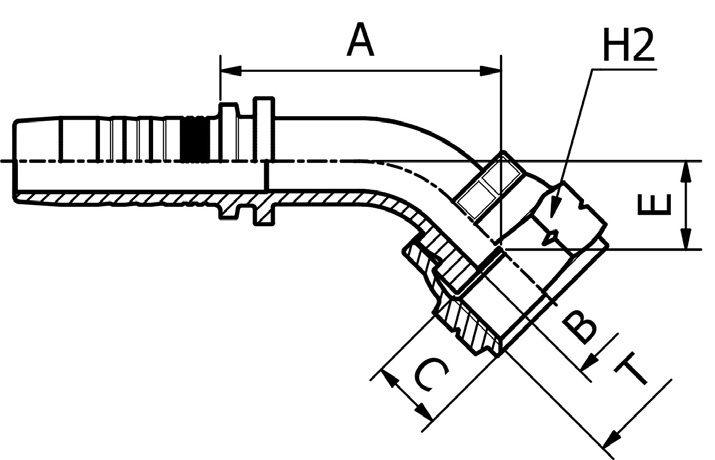 Raccord - Manuli M22441KR - 45° ORFS Femelle SAE J516 / ISO 12151-1
